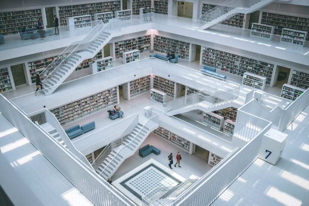 Modern public library interior used as a contextual image for the Rockdale Library anniversary story. Photo: Gabriel Sollmann / Unsplash.