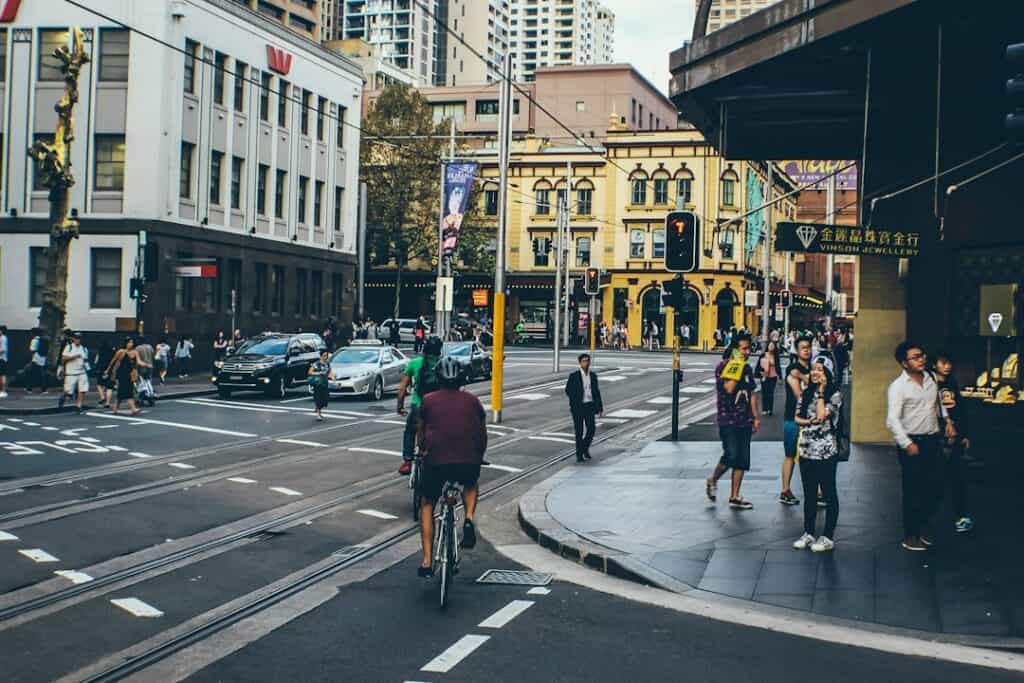 Cyclist riding in Sydney