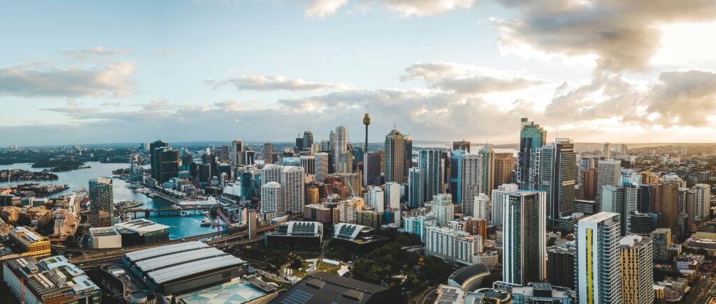 Aerial view of Sydney urban buildings